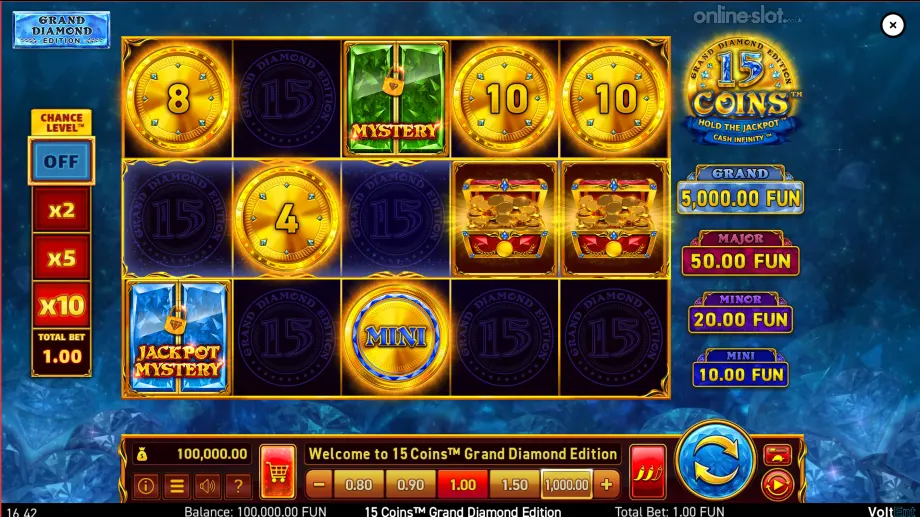 15 coins grand diamond edition slot base game