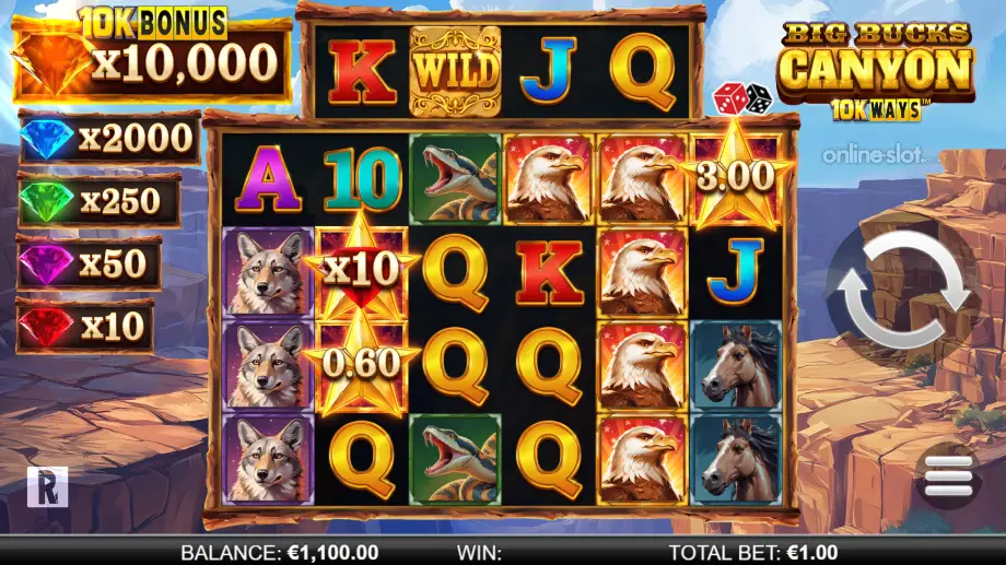 big bucks canyon 10k ways slot base game