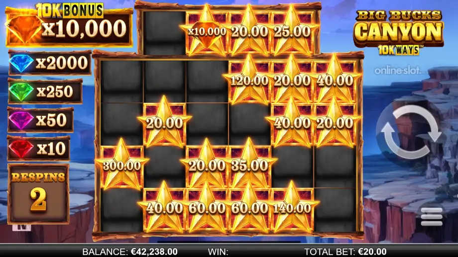 big bucks canyon 10k ways slot free spins