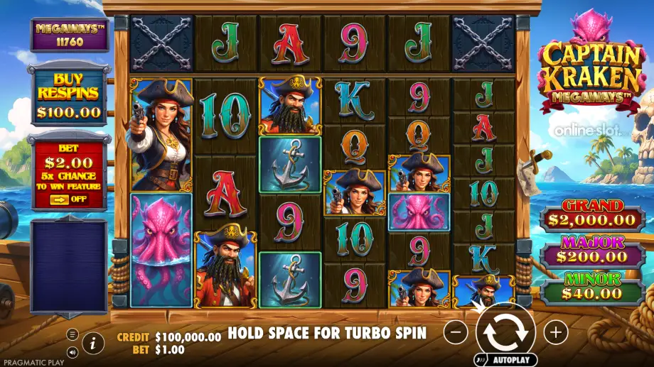 captain kraken megaways slot base game