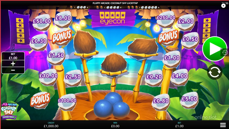 fluffy arcade coconut shy luckytap slot base game