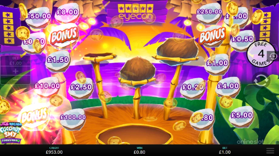 fluffy arcade coconut shy luckytap slot free spins