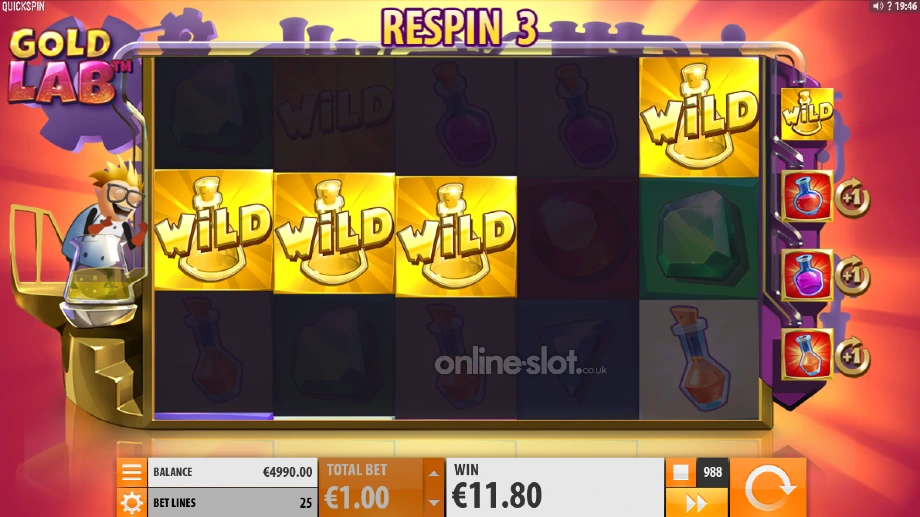 gold lab slot respins