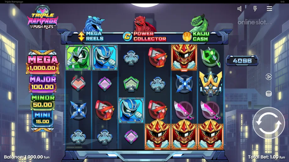 triple rampage push pots slot base game