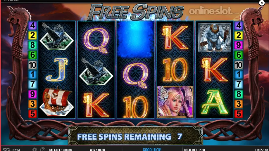 valkyrie fire slot free spins