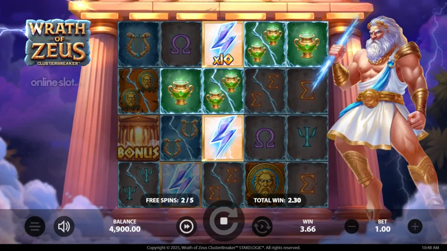 wrath of zeus clusterbreaker slot free spins