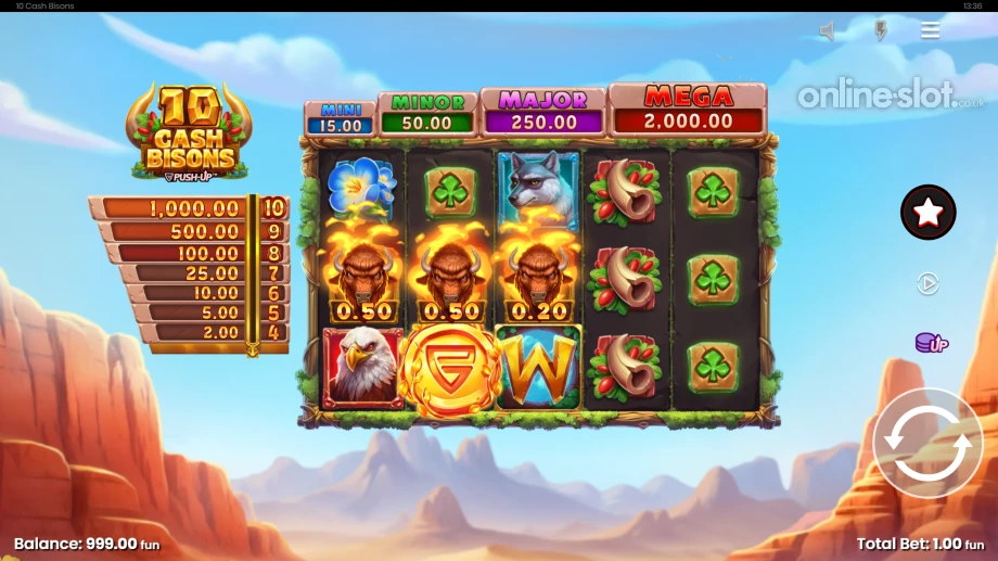 10 cash bisons slot base game