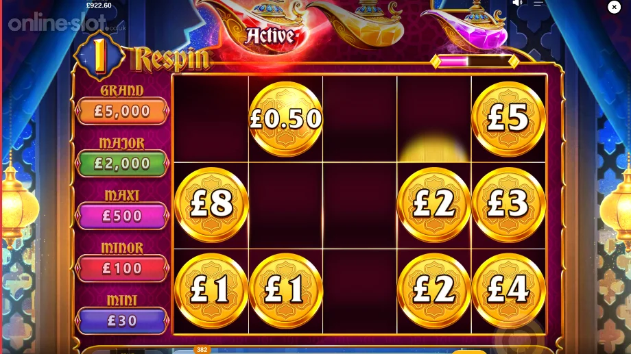 cash lamps slot respin feature