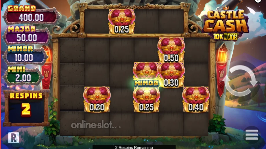castle cash 10k ways slot respins feature