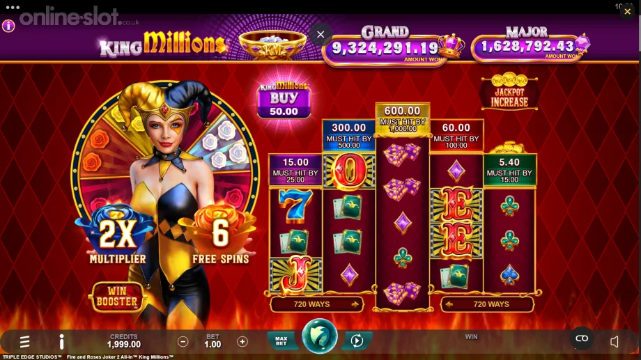 fire and roses joker 2 all in king millions slot base game