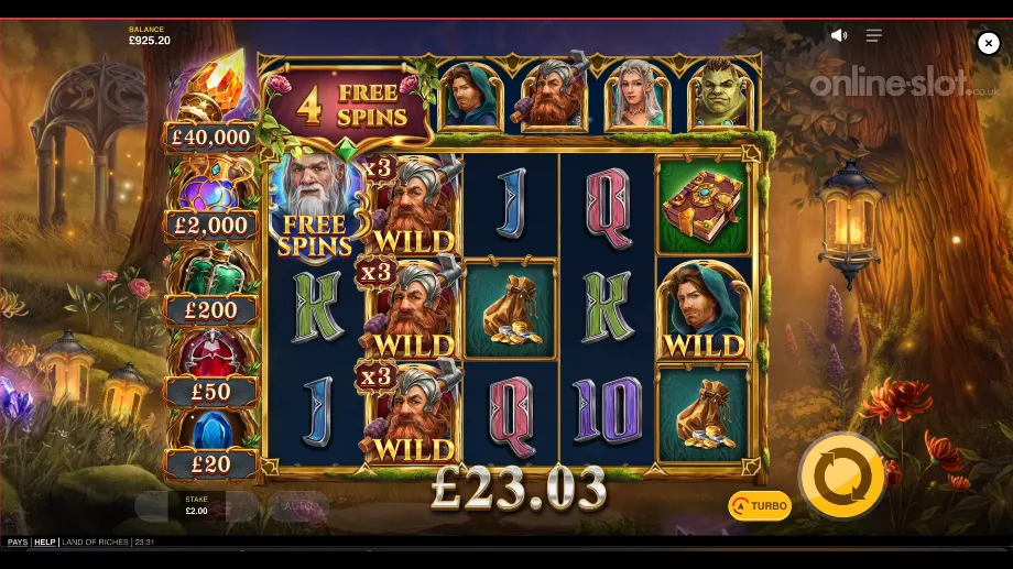 land of riches slot free spins