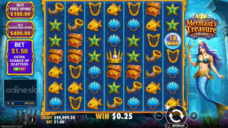 mermaids treasure trove slot base game
