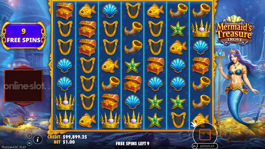 mermaids treasure trove slot free spins