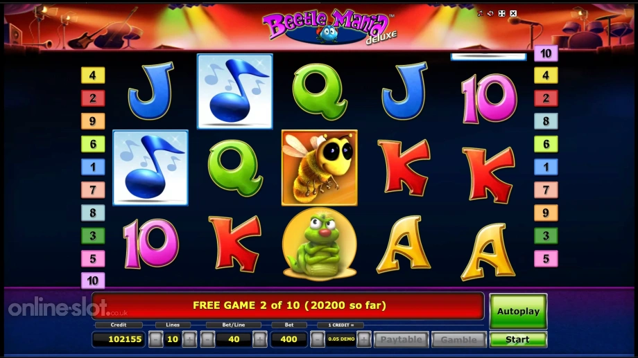 beetle mania deluxe slot free spins