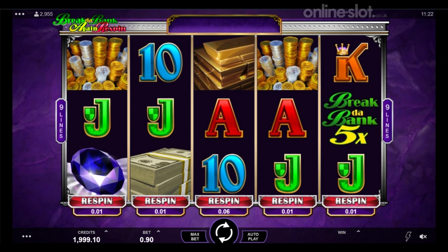 break da bank again respin slot base game