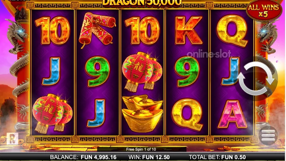 dragon 50000 slot free spins