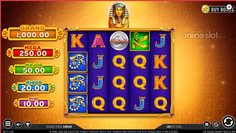 the golden mummy hold and win slot base game