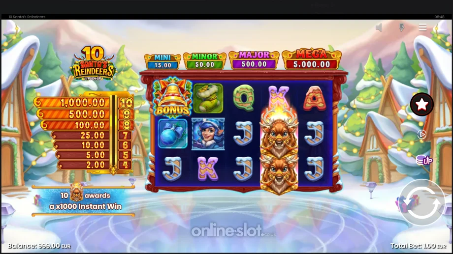 10 santas reindeers slot base game