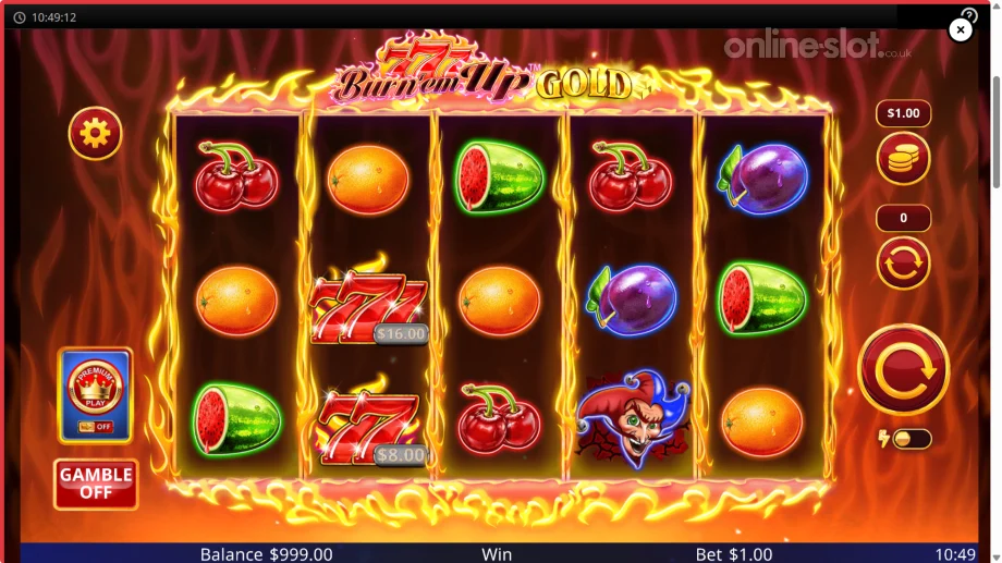 burn em up gold slot base game