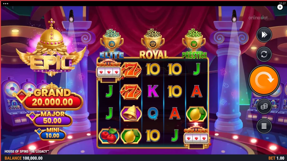 house of spins the legacy slot base game