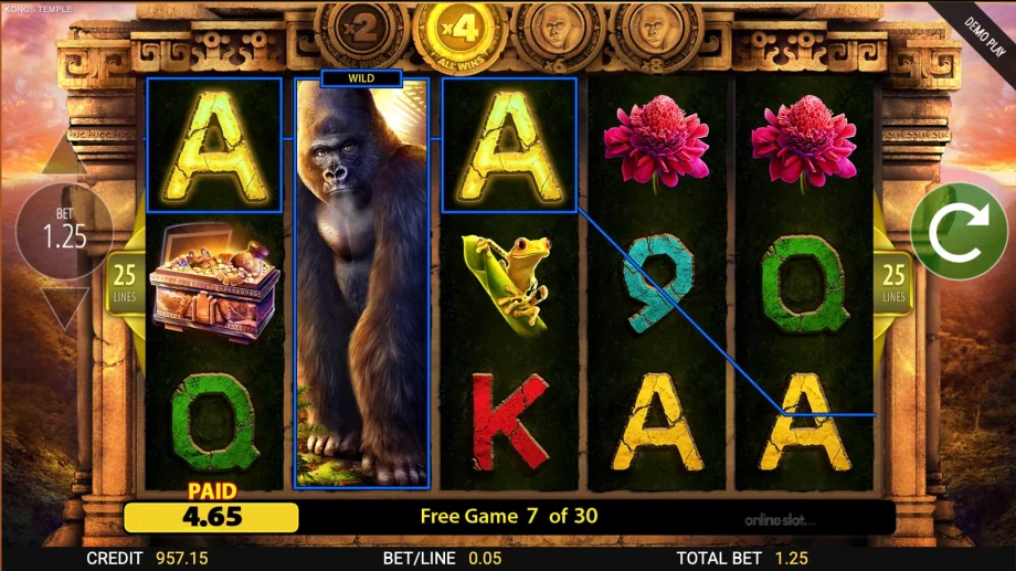 kongs temple slot free spins