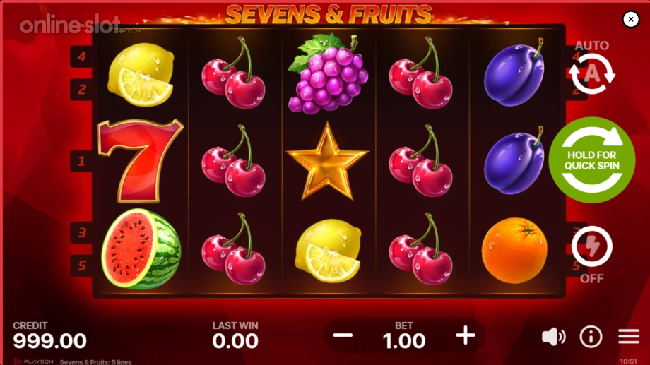 sevens and fruits slot base game