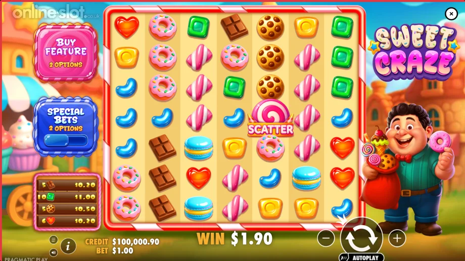 sweet craze slot base game