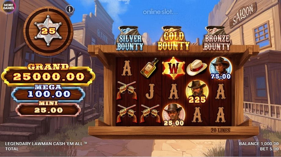 legendary lawman cash em all slot base game